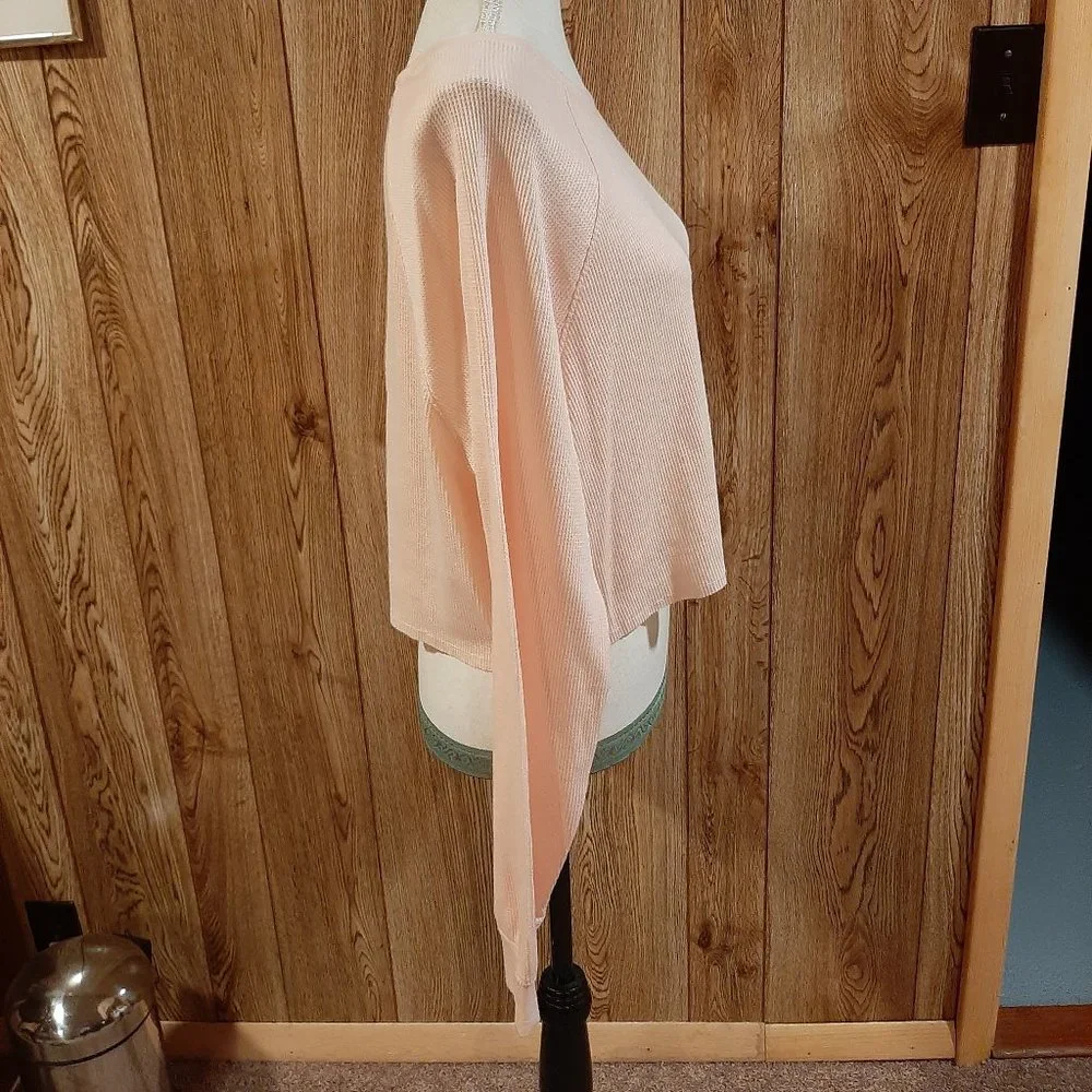 Double Zero Peach Cropped Waffle Long-Sleeve Top (Large) - Picture 4 of 7